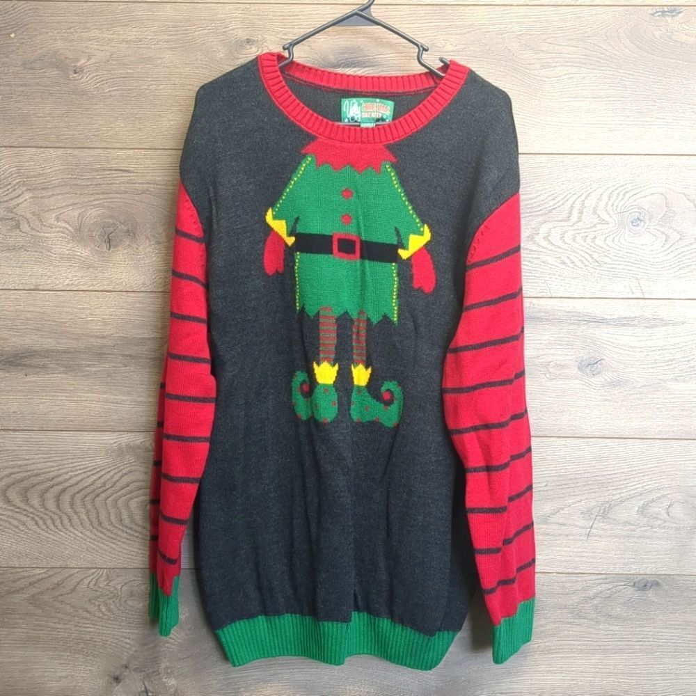 Ugly Christmas Sweater Festive Elf Men's Size XXL